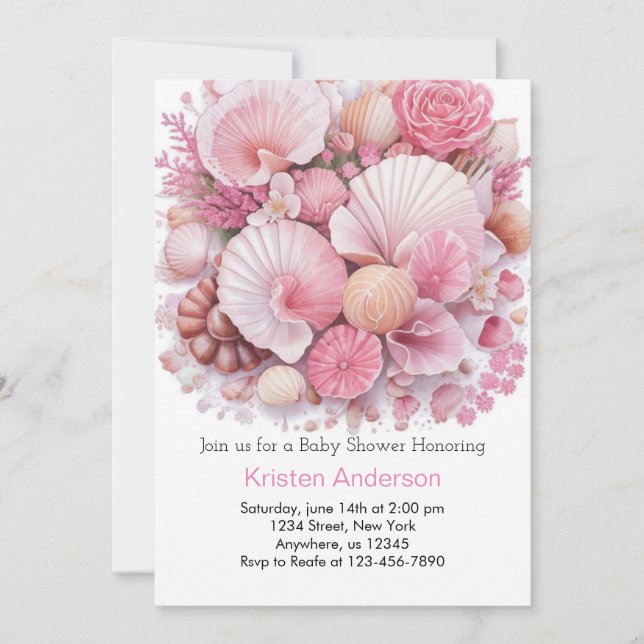 Under Sea Snäcka Firande Girl Baby Shower Inbjudningar (Framsida)