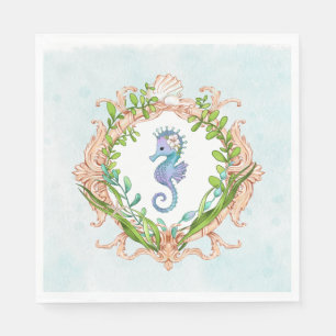 Under Sea Snäcka Ram med Sea Horse Pappersservett
