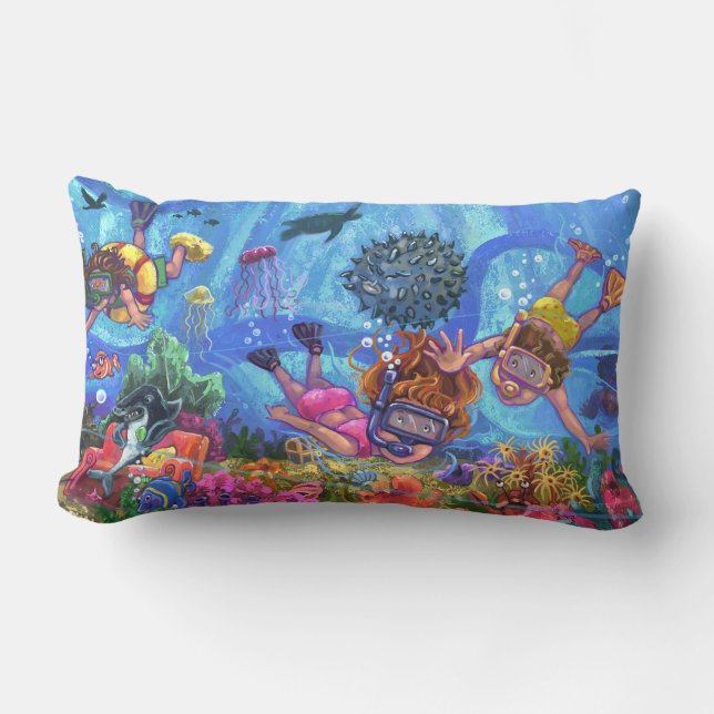 Under Sea Snorkeling Kids Art Lumbarkudde (Framsida)