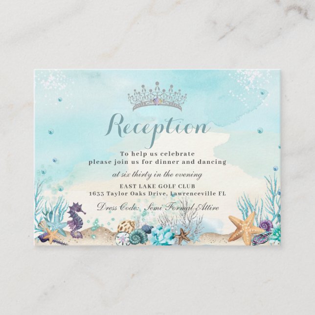 Under Sea Sweet sixteen Quinceañera Reception Tilläggskort (Framsida)