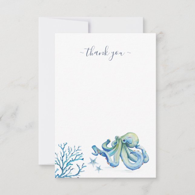 Under Sea Tack Blue Octopus Kort (Framsida)