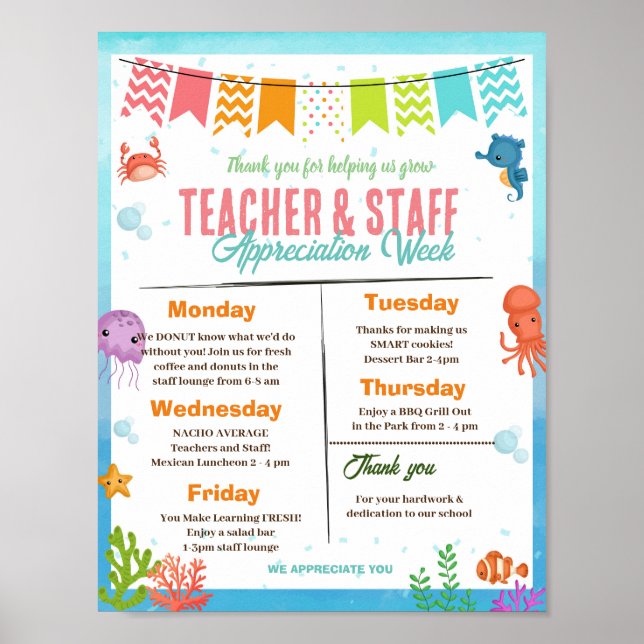 Under Sea Teacher-personalens uppskattning Poster (Framsidan)