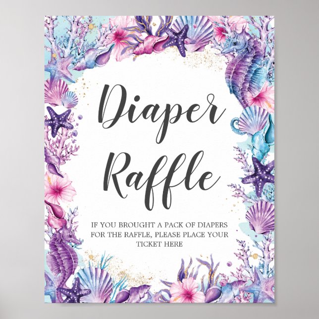 Under Sea Turcoise Lila Rosa Diaper Raffle Poster (Framsidan)