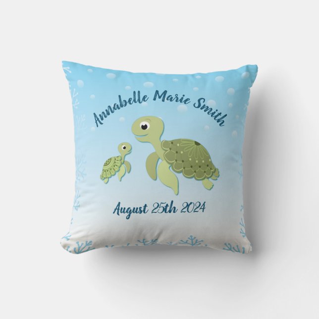 Under Sea Turtle Baby Shower Kudde (Framsida)
