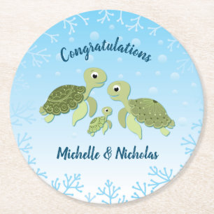 Under Sea Turtle Baby Shower Underlägg Papper Rund