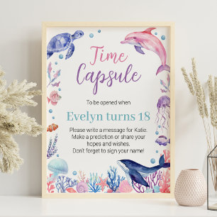Under Sea Turtle Birthday Poster kapsel