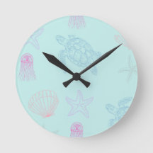 Under Sea - Turtle - Jellyfish - Snäcka Clock