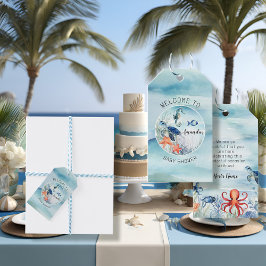 Under Sea Turtle Seahorse Boy Shower Presentetikett