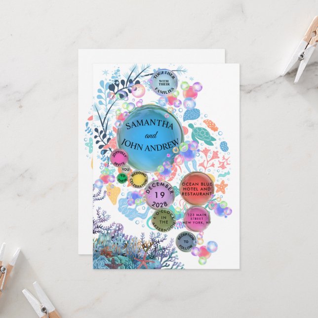 Under Sea Water Wedding Invitation (Fram/Back In Situ)