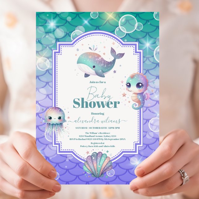 Under Sea Watercolor Baby Shower Inbjudningar (Skapare uppladdad)