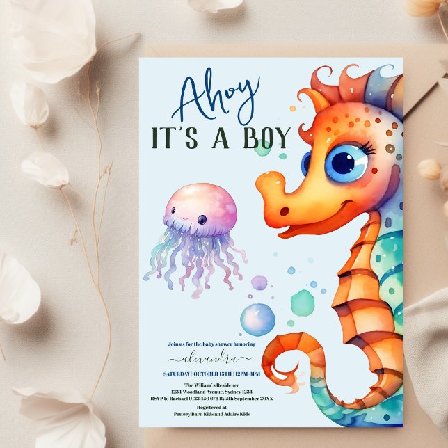 Under Sea Watercolor Baby Shower Inbjudningar (Skapare uppladdad)