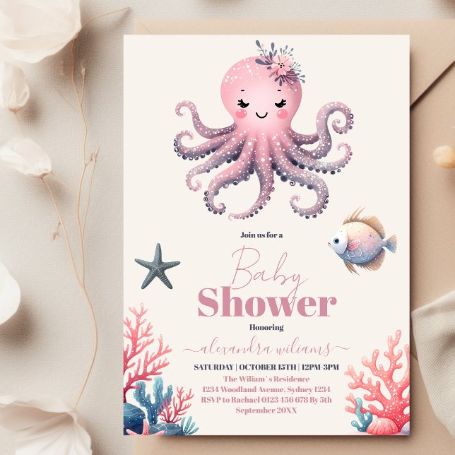 Under Sea Watercolor Baby Shower Inbjudningar (Skapare uppladdad)