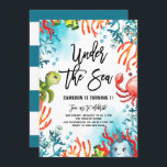 Under Sea Watercolor Friends Barns födelsedag Inbjudningar<br><div class="desc">Familjen Inbjudan och vänner till er händelse under temat barns födelsedag inbjudan till havsområdet. Den har vattenfärgade illustrationer av en söt sköldpadda,  krabba,  val och färgkoraller. Den här inbjudan är perfekt för strand- och sommarfödelsedagsfester. Anpassa genom att lägga till information om namn,  datum,  tid och andra händelser.</div>