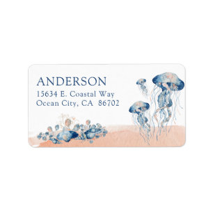 Under Sea Watercolor Jellyfish Adressetikett