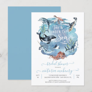 Under Sea Watercolor Möhippa Baby Shower Inbjudningar