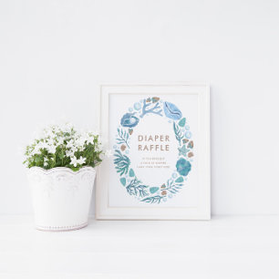 Under Sea Watercolor Nautical Raffle Sign Poster