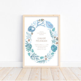 Under Sea Watercolor Nautical Welcome Poster