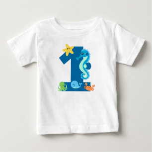 Under Sea Whale 1:a födelsedagskjorta T Shirt