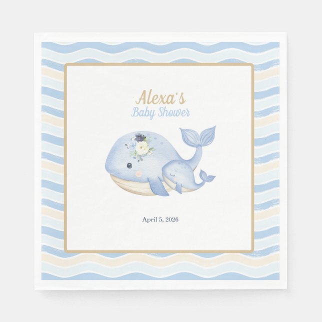 Under Sea Whale Baby Shower (Boy) Pappersservett (Framsidan)