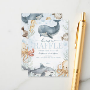 Under Sea Whale Baby Shower Diaper Raffle Tilläggskort