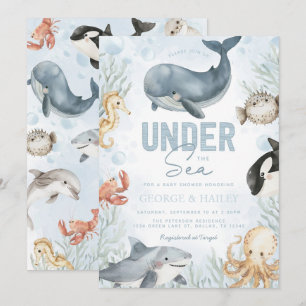 Under Sea Whale Baby Shower-inbjudan Inbjudningar