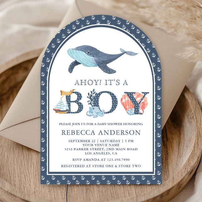 Under Sea Whale Nautical Arch Baby Shower Inbjudningar (Skapare uppladdad)