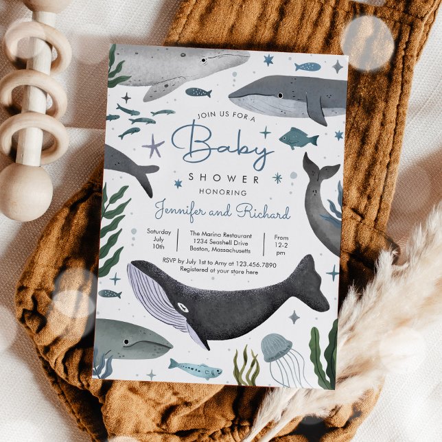 Under Sea Whale Ocean Animal Baby Shower Inbjudningar (Skapare uppladdad)