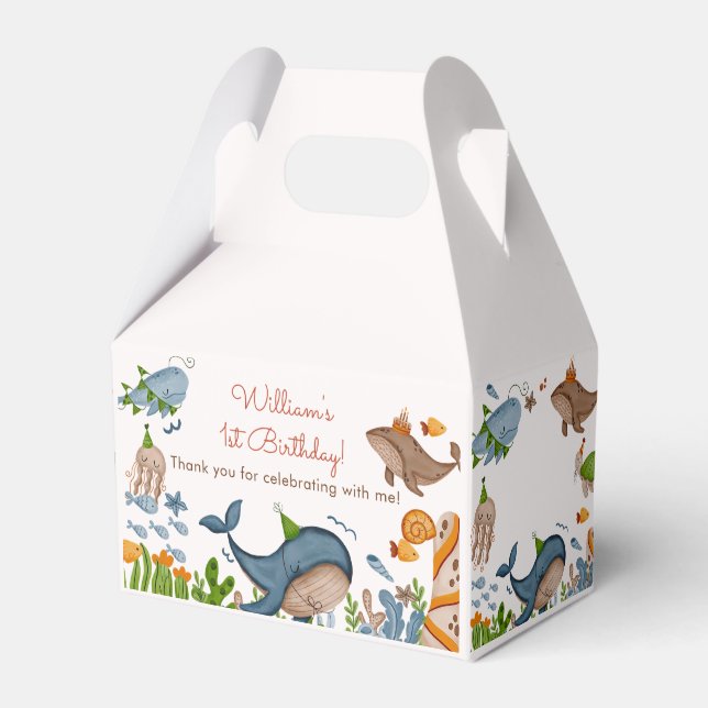 Under Sea Whale Shark Sea Life 1:a födelsedagen Fa Presentaskar (Framsidan Sidan)