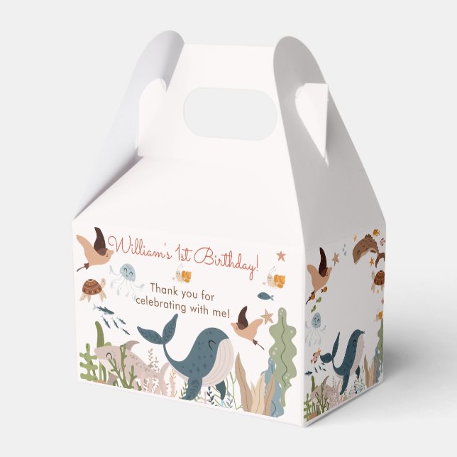 Under Sea Whale Shark Sea Life 1:a födelsedagen Presentaskar (Framsidan Sidan)