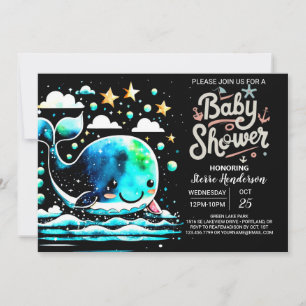 Under Sea Whale Vinkar Boy Shower Inbjudningar