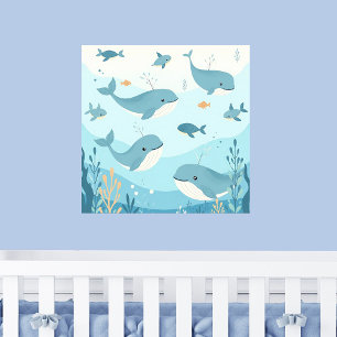 Under Sea Whales & Fish Nursery Poster