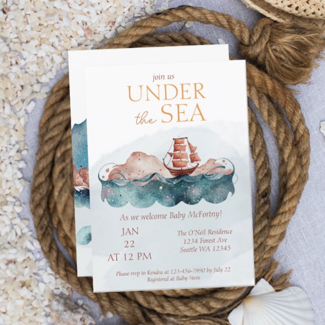 Under Sea Whimsical Ocean Baby Shower Inbjudningar (Skapare uppladdad)