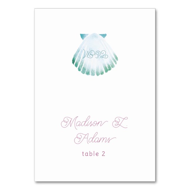Under Sea Whimsical Watercolor Namn-platskort Bordsnummer (Framsidan)