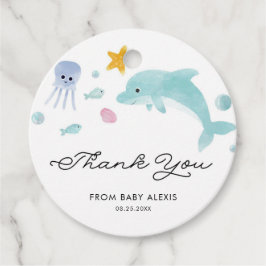 Under Seas Dolphin Baby Shower Tack Gåvor Etiketter