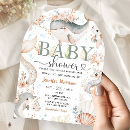 Under sjöbabyduschen fångade Boho Ocean Girl Inbjudningar