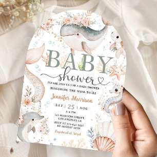 Under sjöbabyduschen fångade Boho Ocean Girl Inbjudningar