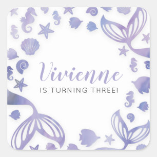 Under Sjöjungfrun Havets födelsedag Fyrkantigt Klistermärke