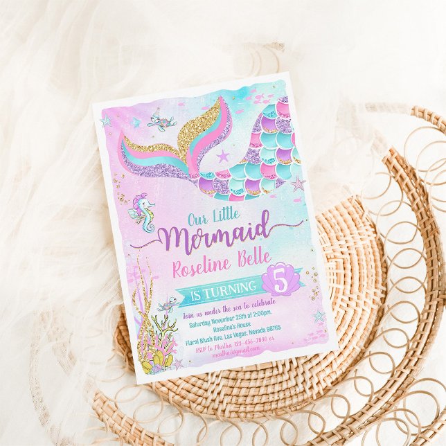 Under Sjöjungfrun Havets födelsedag Inbjudningar (Skapare uppladdad)