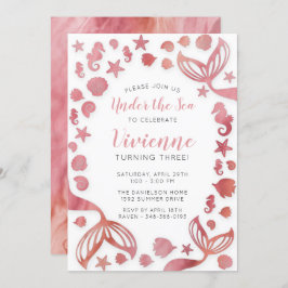 Under Sjöjungfrun Havets födelsedag Inbjudningar
