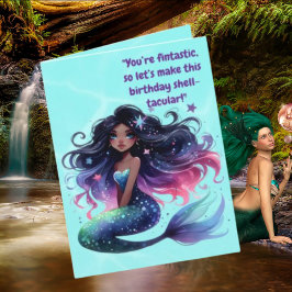 Under Sjöjungfrun Sea Photo Birthday Hälsning Kort