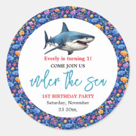 Under sjön 1:a födelsedagen Party Runt Klistermärke