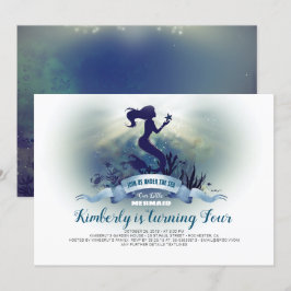 Under sjön - Sjöjungfru och Starfish Birthday Inbjudningar