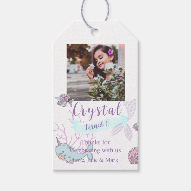 Under sjön, Sjöjungfru Photo, 6e födelsedag Presentetikett (Framsidan)