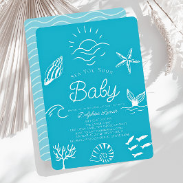 Under sjön: "Soon Blue Boy Baby Shower" Inbjudningar