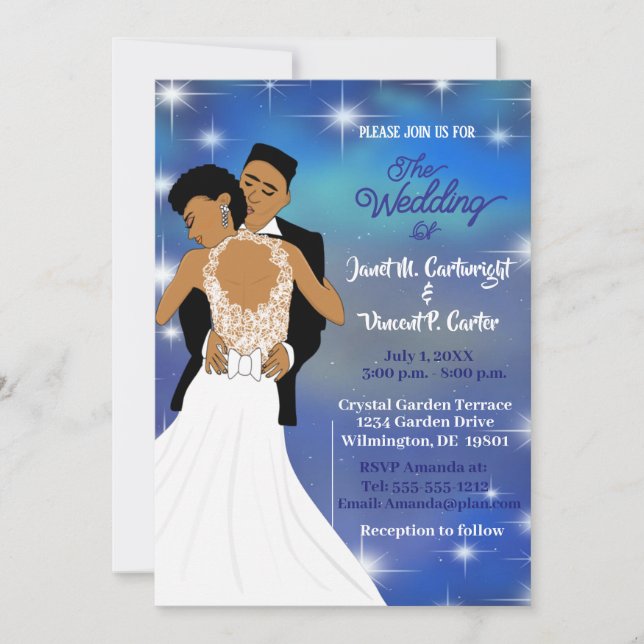 Under Stars Himlar Sepia Afrikas Bröllop Inbjudningar (Framsida)