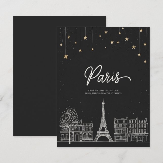 Under Stars i Paris Inbjudningar (Fram/baksida)