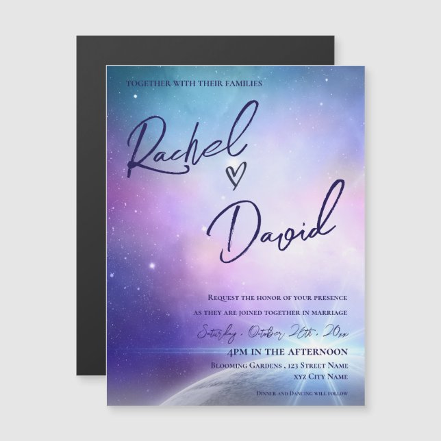 Under Stars Lila Rosa Typografi Bröllop (Fram/baksida)