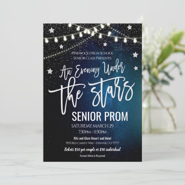 Under Stars Prom-inbjudan till gymnasieelever Inbjudningar (Stående Fram)