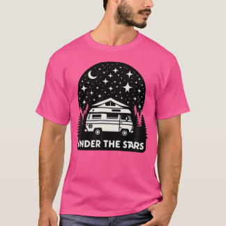 Under Stars Serene Camping Van Silhouette - Mi T Shirt