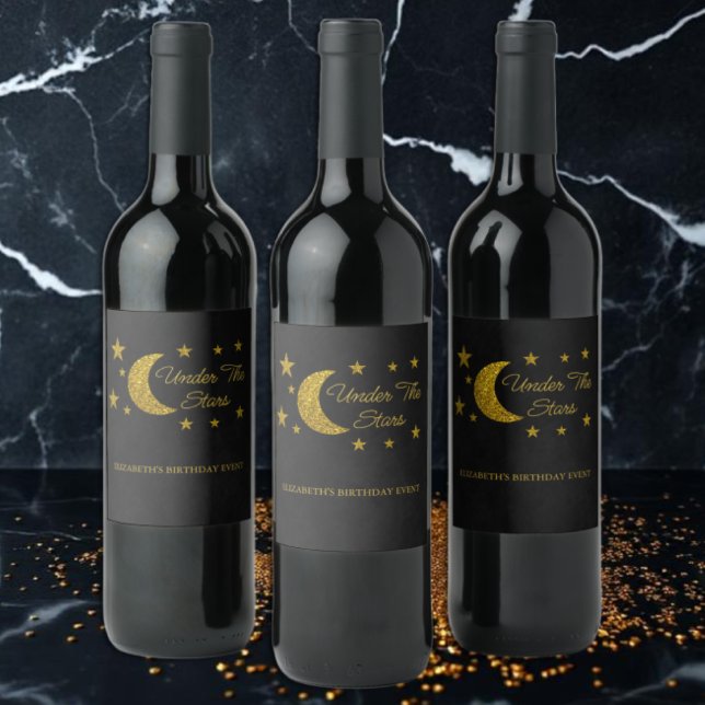 Under stjärnans födelsedag vinflaska etikett (Skapare uppladdad)